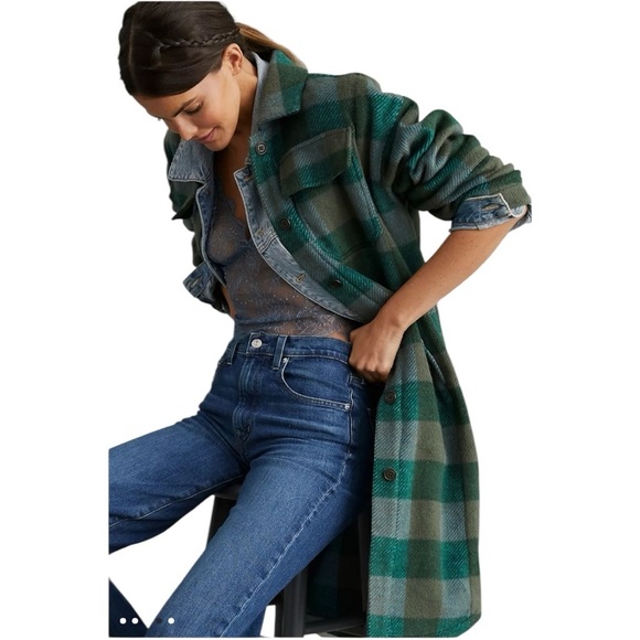 NWOT Anthropologie Pilcro Plaid Preppy boho Jacket Comfy Wool Blend Size Small - Picture 2 of 15